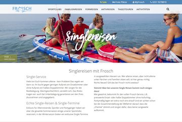 Screenshot der Frosch Sportreisen-Website