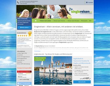 Screenshot der Singlereisen.de-Website