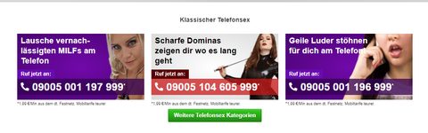Screenshot der Beianrufsex Preise