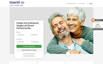 Screenshot der Date50-Website