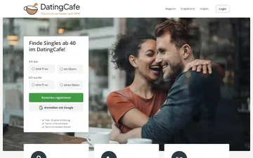 Screenshot der Dating Cafe-Website