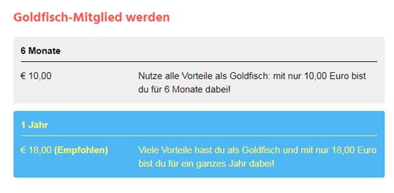 Screenshot der FunkyFish Preise
