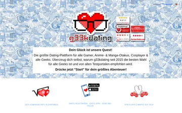 Screenshot der G33kdating-Website