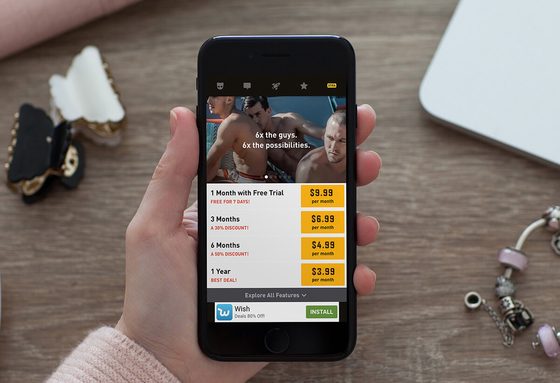 Screenshot der Grindr Preise