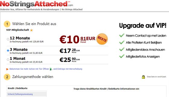 Screenshot der No Strings Attached Preise