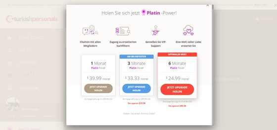 Screenshot der Turkish Personals Preise
