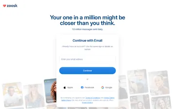Screenshot der Zoosk-Website
