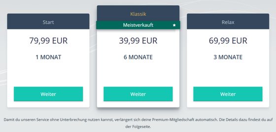 Screenshot der Zusammen.de Preise