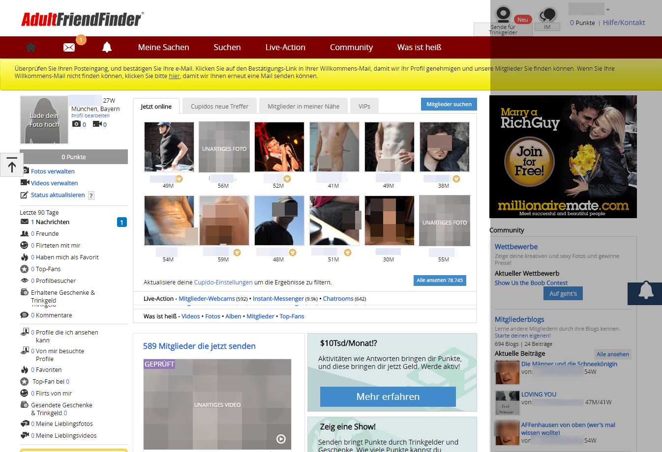 Usability-test für eine adult dating-website