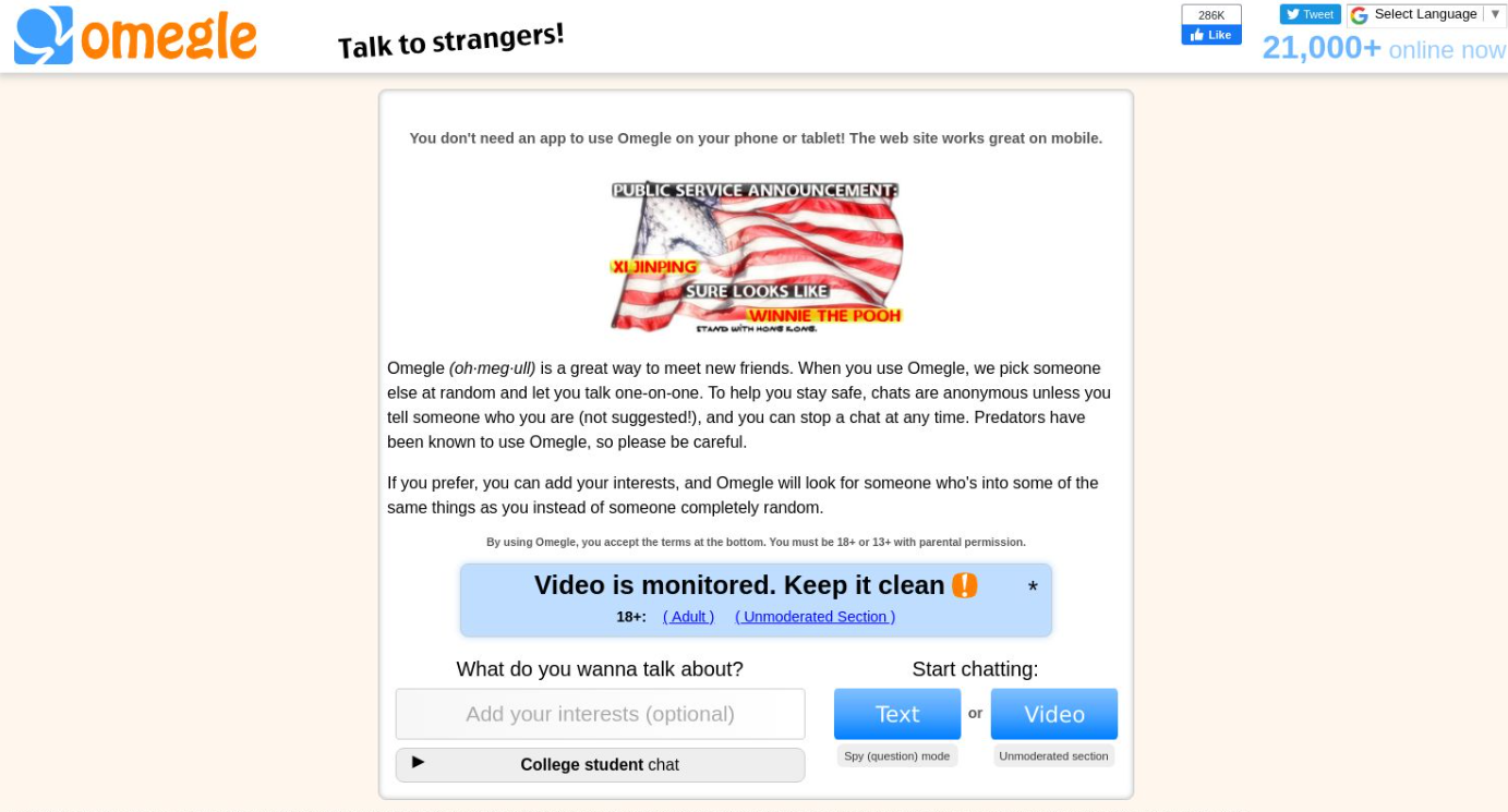 Omegle Startseite