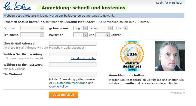 Login lablue de Lass mich