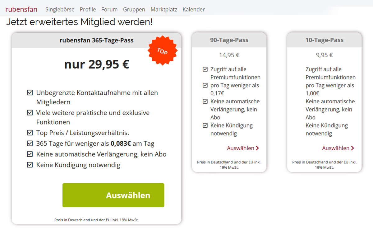 Rubensfan login www de Übergrößen