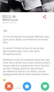 Tinder Profilbeschreibung lustig