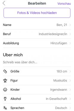 Badoo App Profileinstellungen