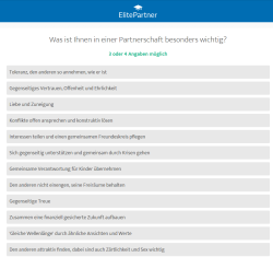 ElitePartner Persönlichkeitstest Aussagen