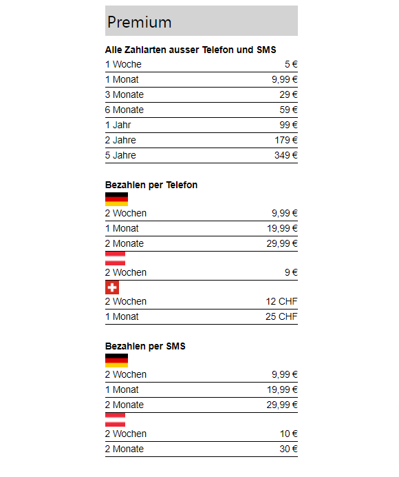 Sklavenzentrale Premium Kosten