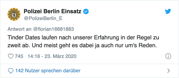 Tweet Polizei Berlin Corona
