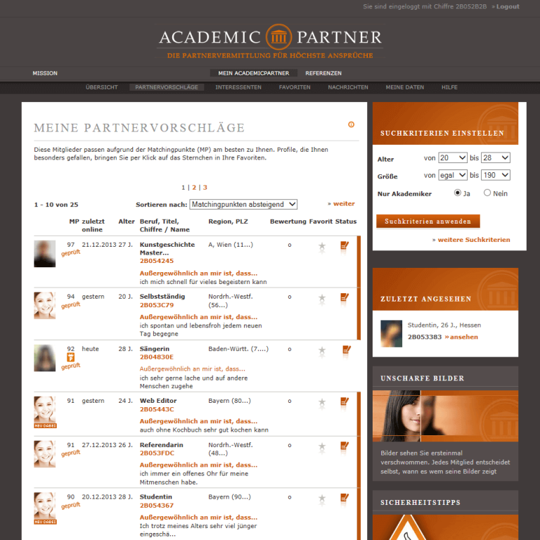 Partnervermittlung high class