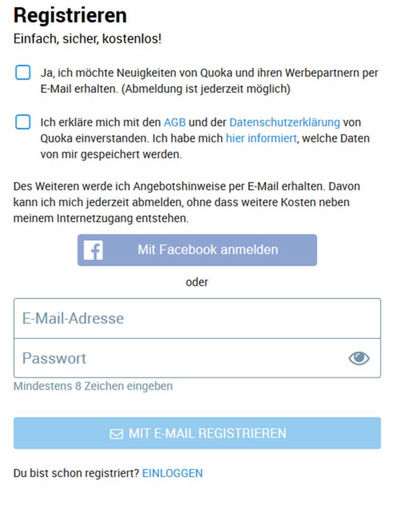 Quoka account löschen