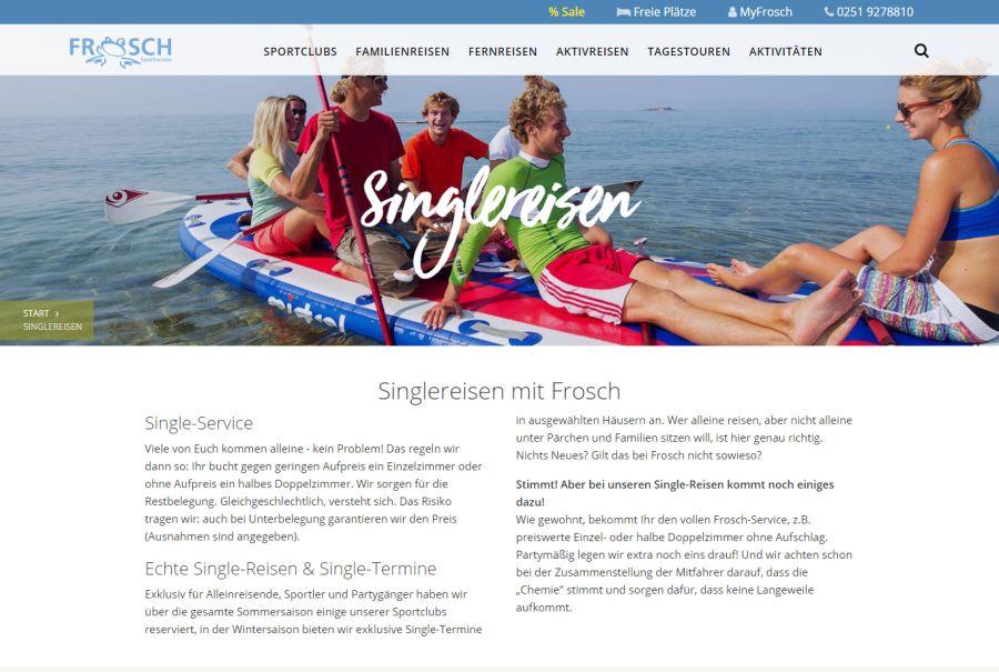 Frosch Sportreisen Singlereisen